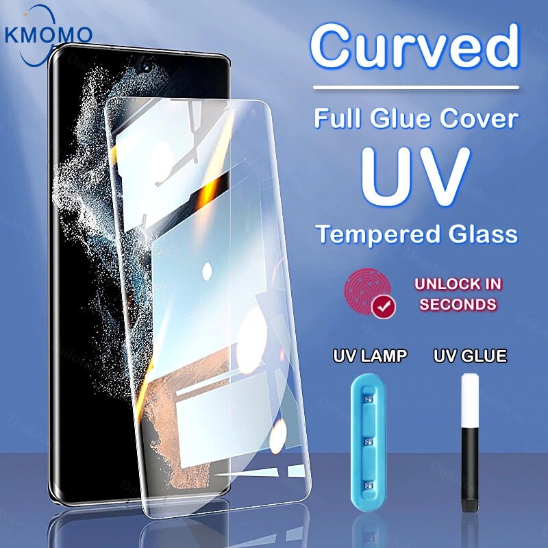 UV ฟิล์มกระจก เต็มจอ For Samsung Galaxy S24 Ultra S23 S22 Plus 5G S21 Note 20 S20 S10 10 9 8 S10e S9 S8