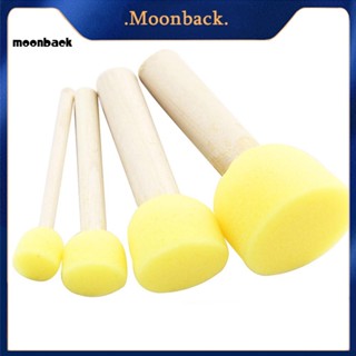 &lt;moonback&gt; แปรงฟองน้ํา ด้ามจับไม้ DIY สําหรับทํางานฝีมือ เฟอร์นิเจอร์ 4 ชิ้น