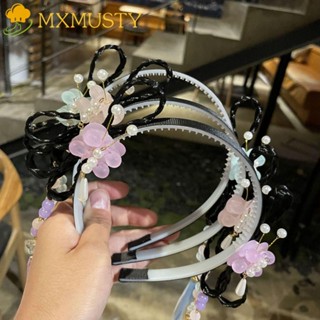 Mxmusty ที่คาดผม ประดับพู่ ลายดอกไม้ สไตล์จีนโบราณ ฮั่นฝู สีชมพู DIY สําหรับเด็ก พร็อพถ่ายภาพ