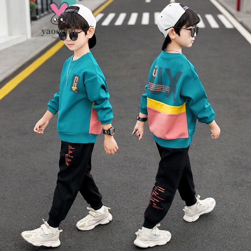 【YAOEENH】ชุดกีฬาลําลอง ขนาดเล็ก กลาง 120-160 ซม. สีตัดกัน แฟชั่นฤดูใบไม้ผลิ และฤดูใบไม้ร่วง สําหรับเด็กผู้ชาย พร้อมส่ง