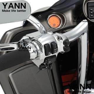 Yann1 ฝาครอบสวิตช์โครเมี่ยม ติดแฮนด์บาร์รถจักรยานยนต์ แบบเปลี่ยน สําหรับ Harley Motorbike