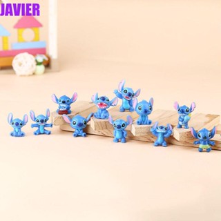 Javier ตุ๊กตาฟิกเกอร์ PVC รูปการ์ตูน Stitch ขนาดเล็ก สไตล์ญี่ปุ่น สําหรับตกแต่ง 12 ชิ้น ต่อชุด