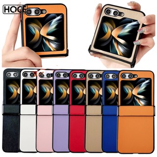 Hoce ZFlip5 3in1 เคสโทรศัพท์มือถือหนัง กันกระแทก ปิดด้านหลัง สีพื้น สําหรับ Samsung Galaxy Z Flip 5 5G flip5