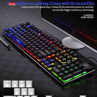 104 คีย์ LED Backlit USB คีย์บอร์ดเกม เชิงกล คีย์บอร์ดแบบมีสาย Gamer ERGONOMIC การสนับสนุนเท้าพับแบบกลไก คีย์บอร์ดเกม homelove