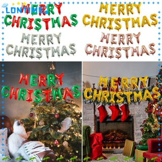 Lontime ชุดลูกโป่งเป่าลม ลายตัวอักษร Merry Christmas สําหรับตกแต่งปาร์ตี้คริสต์มาส