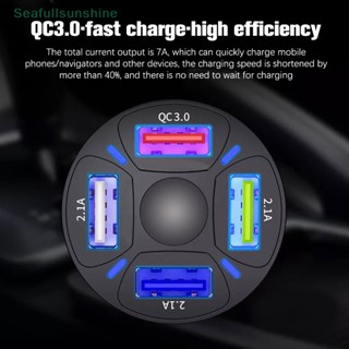 Seaf&gt; หัวชาร์จ QC3.0 4USB 5V-12V คุณภาพสูง สําหรับผลิตภัณฑ์ดิจิทัล