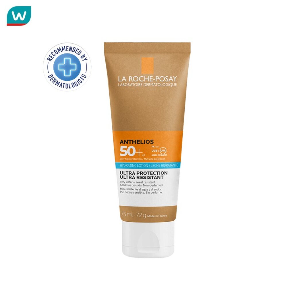 Laroche-Posay ลา โรช-โพเซย์ แอนเทลิโอส ไฮเดรทติ้ง โลชั่น SPF50+ 75 มล. กันแดดสำหรับผิวหน้าและผิวกาย