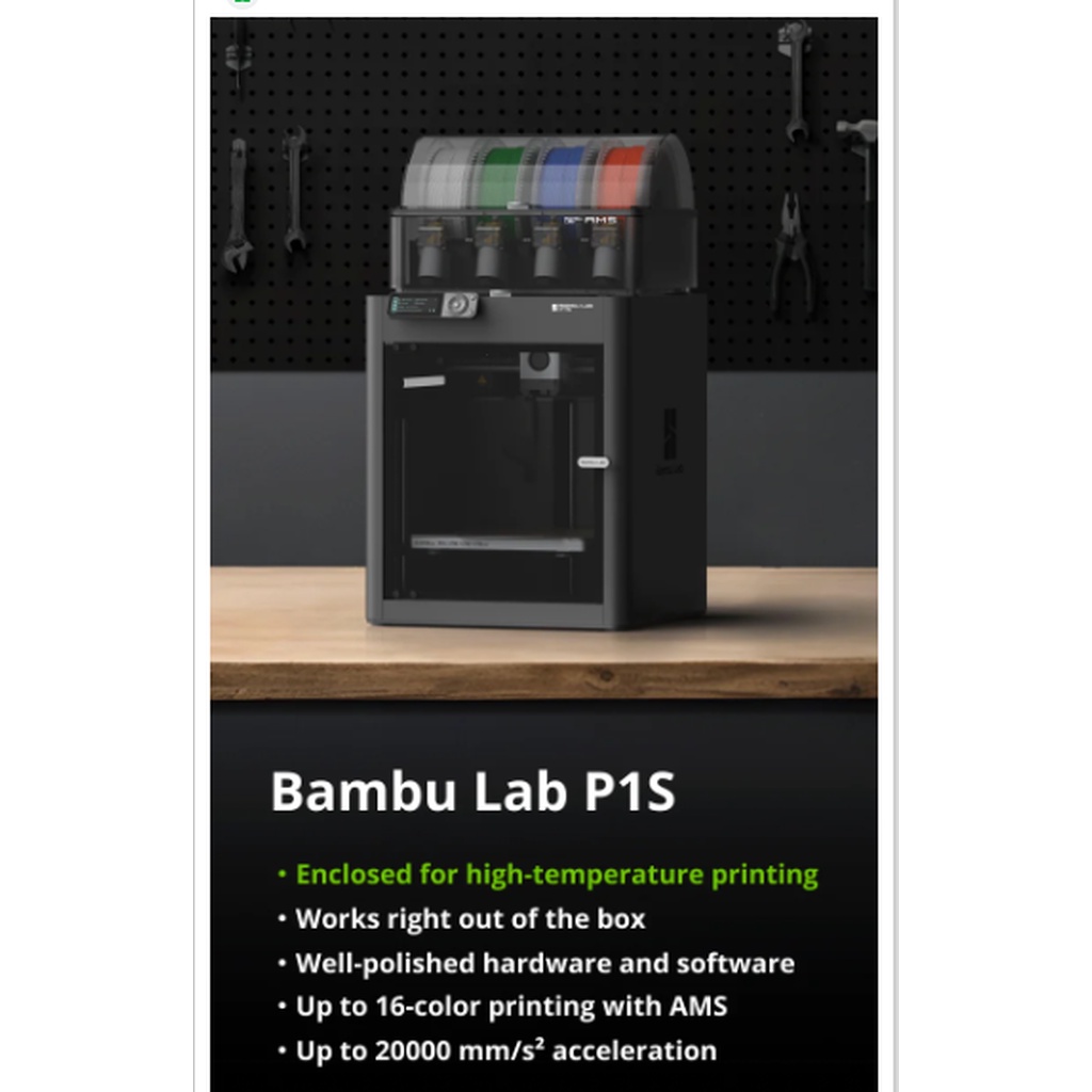 Bambu Lab P1S 3D printer. COMBO include AMS