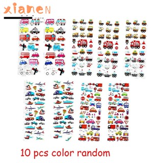 Xianen สติกเกอร์ ลายรถไฟจราจร สุ่มสี สําหรับตกแต่งสมุดภาพ รางวัลอนุบาล 10 แผ่น