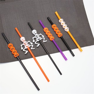 [พร้อมส่ง] Creative Personality Halloween Pumpkin Skull Straw Bar Ktv Restaurant Accessories Reusable