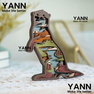 Yann1 รูปปั้นสัตว์ไม้ 8.9*7.4 นิ้ว หลายชั้น สําหรับตกแต่งบ้าน ห้องนอน