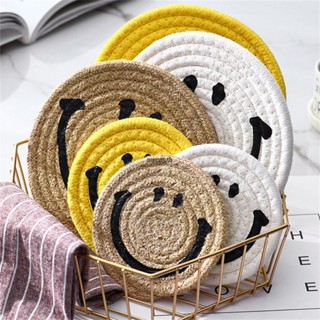 1 PC รอบหวายธรรมชาติ Coasters ชาม Pad Handmade ฉนวนกันความร้อน Placemats ตาราง Padding ถ้วยเสื่ออุปกรณ์ตกแต่งห้องครัว mimay