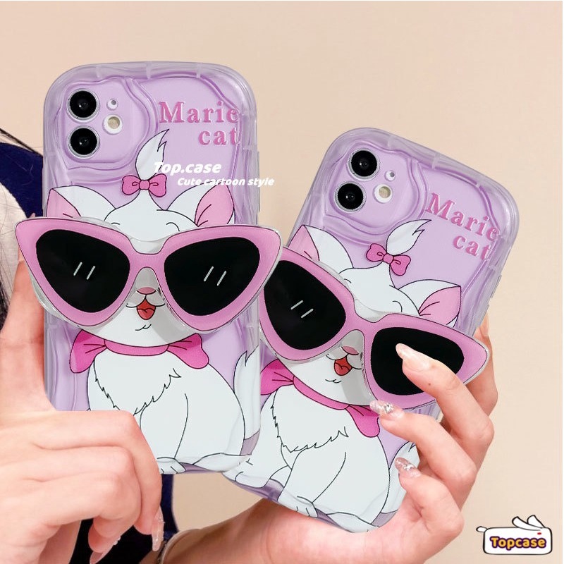 เคสโทรศัพท์มือถือนิ่ม ลายแมวน่ารัก 3D พร้อมขาตั้ง สําหรับ iPhone15 14 13 12 11 Pro Max SE2020 X Xr Xs Max 8 7 6 6s Plus