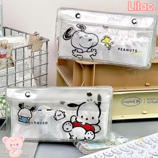 Lilac กระเป๋าเครื่องเขียน PVC โปร่งแสง อเนกประสงค์ จุของได้เยอะ ลายการ์ตูน Pochacco Snoopy สําหรับนักเรียน