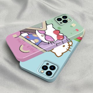 ฟิล์มแข็ง เคส สําหรับ iPhone 14 Pro Max Plus 13 12 11 Mini XS Max X XR 7 8 SE 6 6S 6P 6SP Shopping Hello kitty เคสโทรศัพท์ เลนส์ ป้องกัน พลาสติก เคส