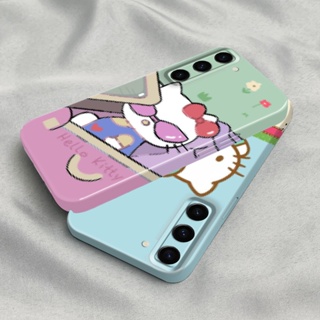 ฟิล์มแข็ง เคส สําหรับ Samsung Galaxy S23 Plus Ultra S22 S21 S20 FE Note9 Note 10 Plus Pro Shopping Hello kitty เคสโทรศัพท์ เลนส์ ป้องกัน พลาสติก เคส