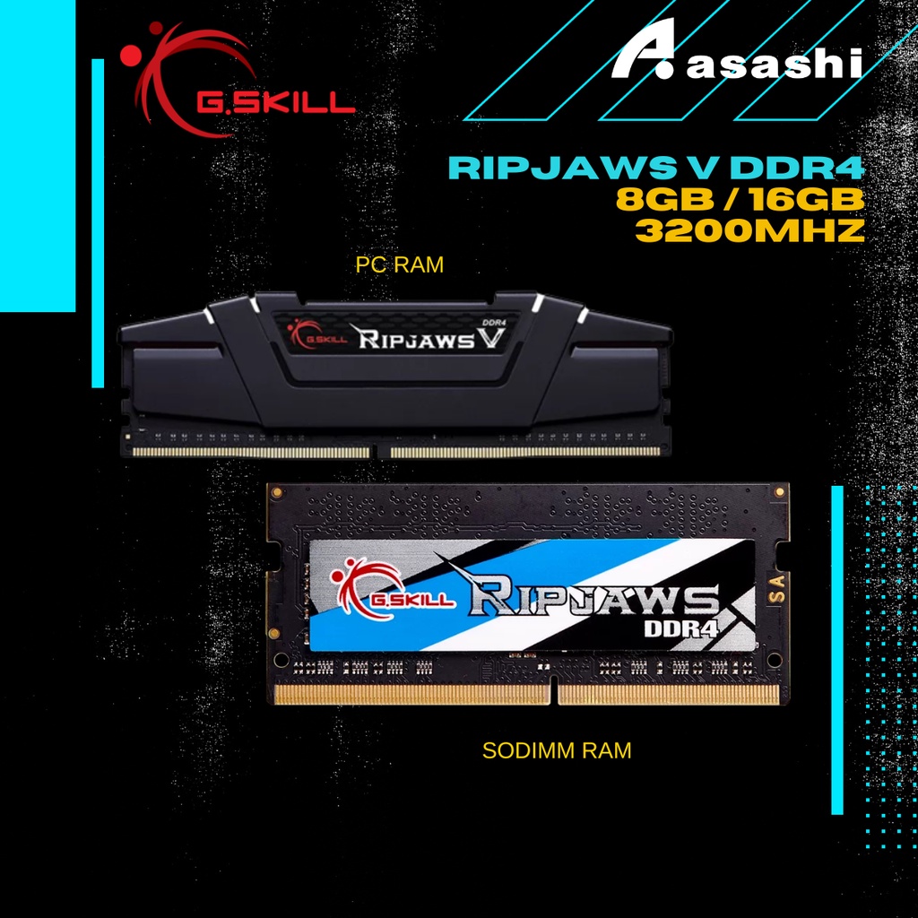 G.skill Ripjaws V DDR4 แรมเกมมิ่ง 8GB 16GB 3200Mhz XMP รองรับ PC sodimm สีดํา