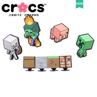 jibbitz crocs แท้ Minecraft ตัวติดรองเท้า ลายการ์ตูนดอกไม้ 3D แฟชั่น สําหรับตกแต่ง DIY