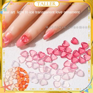 ✧Ready Stcok 100pcs Nail Art Light Change Heart Shape Jewelry Ice Transparent Rhinestone Gem Resin Nail Decoration Manicure Tool For Nail Shop TALLER