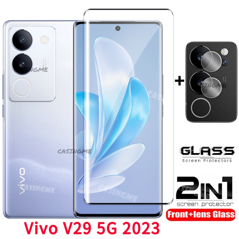 2 in 1 ฟิล์มกระจกนิรภัยกันรอยหน้าจอ เลนส์ด้านหลัง 2023 สําหรับ Vivo V29 5G Vivo V29 V 29 VivoV29 V29