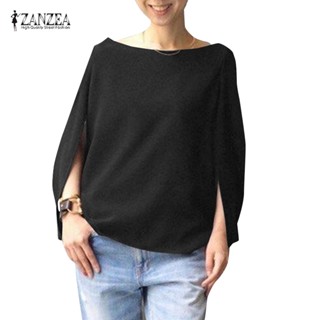 Zanzea เสื้อยืด แขนกุด ผ้าถัก คอปาด สีพื้น สไตล์เกาหลี สําหรับผู้หญิง