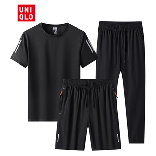 Uniqlo เสื้อยืดคอกลม แขนสั้น กางเกงขายาว ขาห้าส่วน สามส่วน เหมาะกับฤดูร้อน สําหรับผู้ชาย เหมาะกับการวิ่ง ฟิตเนส ไซซ์ M-5XL