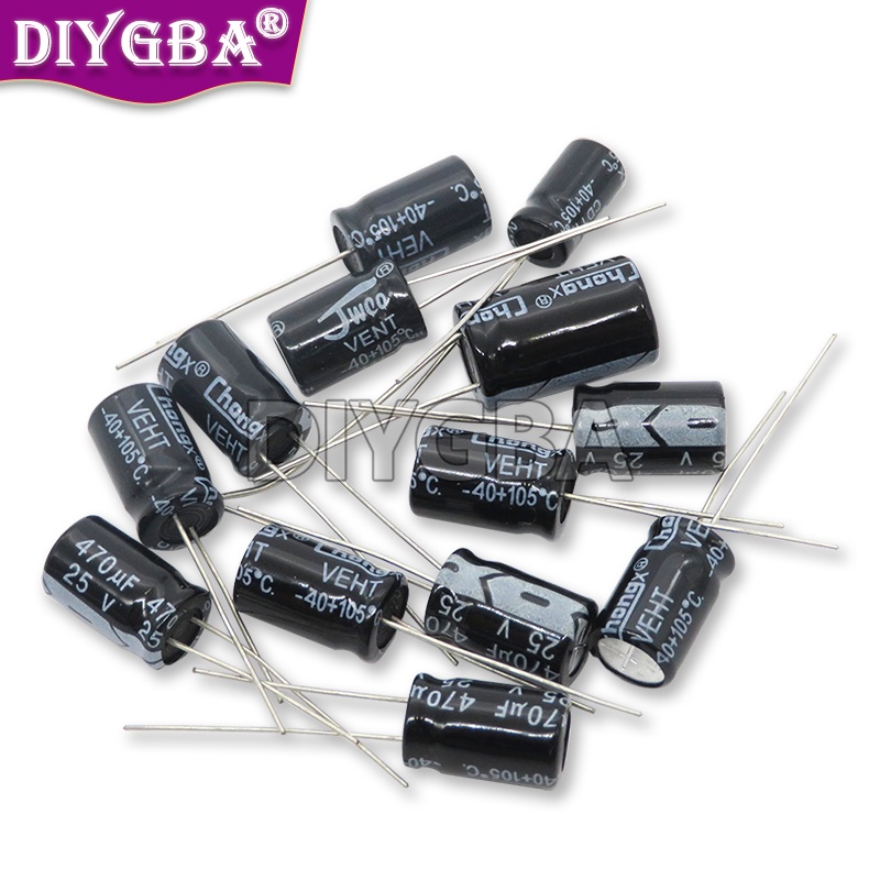 ตัวเก็บประจุอลูมิเนียมไฟฟ้า 6.3V 16V 25V 35V 50V 63V 200V 400V 450V 10UF 22UF 47UF 100UF 220UF 330UF