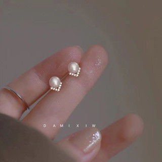 925silver mini V-shaped earrings simple imitation pearl earrings 2021 new anti-allergy earrings for students