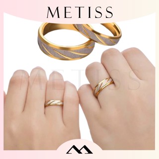 Metiss แหวนเหล็กไทเทเนียม ลายคลื่น สีทอง เครื่องประดับ สําหรับผู้ชาย ผู้หญิง คู่รัก งานแต่งงาน