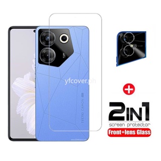 Tecno Pova Neo 3 กระจกนิรภัย สําหรับ Tecno Pova Neo 2 5 4 Pro Camon 20 19 Pro 4G Spark 10 Pro 10C 2 in 1 9H ฟิล์มกระจกกันรอยหน้าจอ แบบใส ป้องกันกล้อง