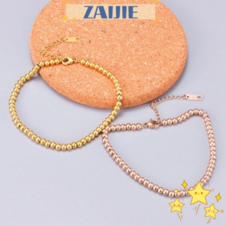 Zaijie24 สร้อยข้อมือ กําไลข้อมือ ชุบทอง 18k จี้ลูกบอลนําโชค สีโรสโกลด์ เครื่องประดับแฟชั่น