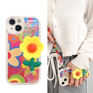 เคสโทรศัพท์มือถือ ลายดอกทานตะวัน พร้อมสายคล้องมือ สําหรับ iPhone 14ProMax 14 13 12 11 Pro Max X XS XR XSMAX