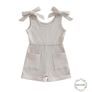 Babyclothes- ชุดรอมเปอร์ บอดี้สูท แขนกุด สีพื้น พร้อมกระเป๋า แฟชั่นฤดูร้อน สําหรับเด็กผู้หญิง