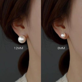 2023 new Chao Shijia pearl earrings 925 silver needle round earrings womens advanced big earrings pearl earclips