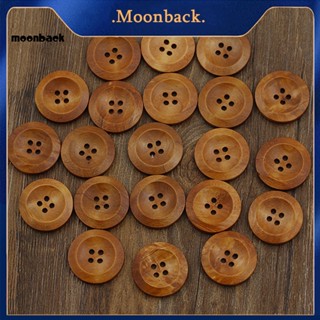 &lt;moonback&gt; กระดุมไม้ ทรงกลม 4 รู สําหรับตกแต่งเสื้อผ้า 50 ชิ้น