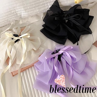 Blessedtime- กิ๊บติดผม ริบบิ้น ผ้าชีฟอง โบว์ ขนาดใหญ่ กันลื่น เครื่องประดับแฟชั่น สําหรับผู้หญิง