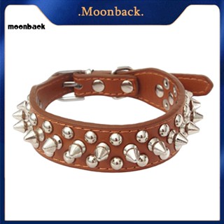 &lt;moonback&gt; ปลอกคอหนังเทียม ประดับหมุด หัวเข็มขัด สําหรับสัตว์เลี้ยง สุนัข