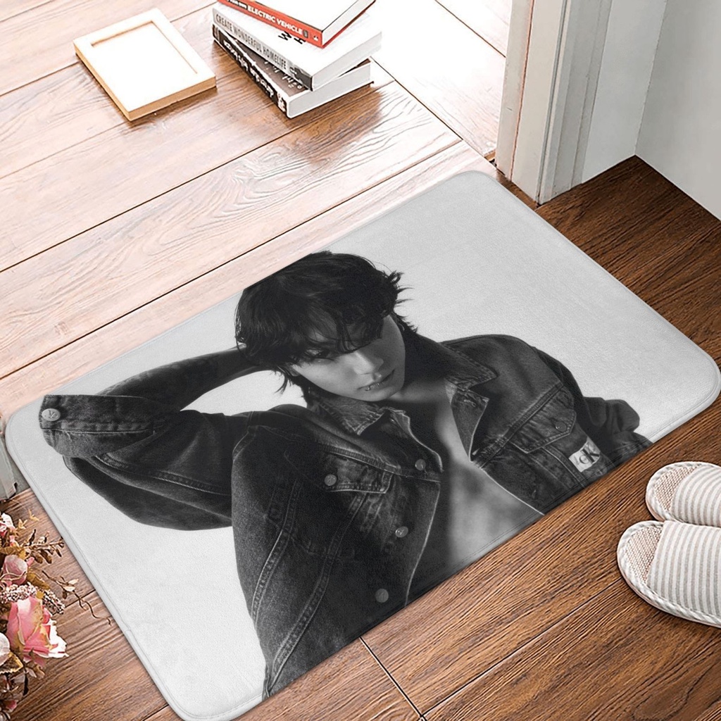Bts JUNG KOOK ส่วนบุคคลที่กําหนดเองประตู 24 "X 16" ในร่มกลางแจ้ง Entrance ประตูพรมตกแต่งสําหรับใช้ในบ้าน
