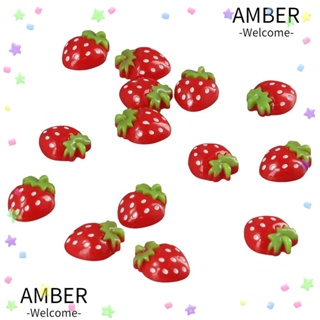 Amber ลูกปัดเรซิ่น รูปผลไม้ สตรอเบอร์รี่ สีแดง ขนาดเล็ก สําหรับกิ๊บติดผม DIY 50 ชิ้น