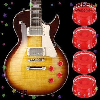 Amber ลูกบิดปรับระดับเสียง สีแดง พร้อมตัวเลข สีขาว แบบเปลี่ยน สําหรับ Les Paul LP