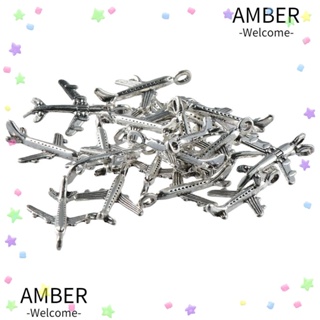 Amber จี้เครื่องบินโบราณ ชุบเงิน 22.5x15 มม. 100 ชิ้น