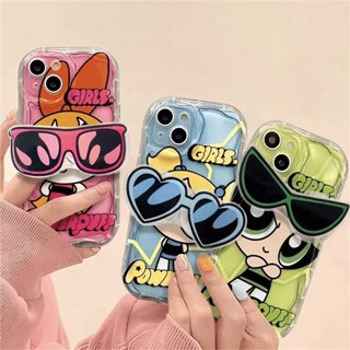 เคสโทรศัพท์มือถือแบบนิ่ม TPU ใส กันกระแทก ลายการ์ตูน Powerpuff Girls พร้อมที่ตั้งวาง สําหรับ Redmi 9 9A 9i 9c 10x 10 10c 12C A1 4G