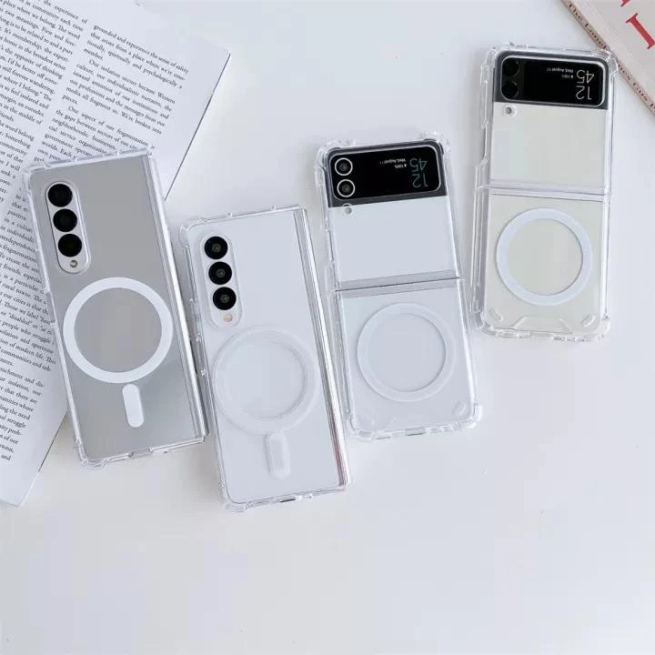 เคสแม่เหล็กใส Samsung Galaxy Z Flip 8 7 6 5 4 3 Fold 8 8Ultra 7 6 5 4 3 ชาร์จไร้สาย กันกระแทก Magnectic TPU Case
