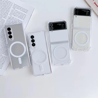 เคสแม่เหล็กใส Samsung Galaxy Z Flip 8 7 6 5 4 3 Fold 8 8Ultra 7 6 5 4 3 ชาร์จไร้สาย กันกระแทก Magnectic TPU Case