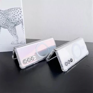 เคสแม่เหล็กใส Samsung Galaxy Z Flip 8 7 6 5 4 3 Fold 8 8Ultra 7 6 5 4 3 ชาร์จไร้สาย กันกระแทก Magnectic TPU Case