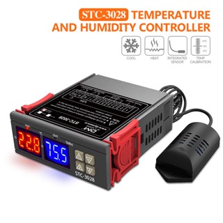 อุปกรณ์ควบคุมอุณหภูมิและความชื้น STC-3028 AC 110V-220V DC 12V 10A