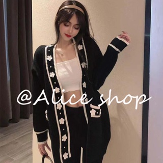 Alice  เสื้อแฟชั่นผู้หญิง เสื้อแขนยาว คลุม ไหมพรม ครอปเสื้อแขนยาว  รุ่นใหม่ Unique ทันสมัย fashion A91K5IU 36Z230909