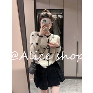 Alice  เสื้อแฟชั่นผู้หญิง เสื้อแขนยาว คลุม ไหมพรม ครอปเสื้อแขนยาว  Unique สวยงาม Korean Style fashion A91K5GG 36Z230909