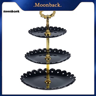 &lt;moonback&gt; จานพลาสติก สามชั้น กันฝุ่น สําหรับใส่ขนมหวาน ผลไม้ งานเลี้ยง 3 ชิ้น