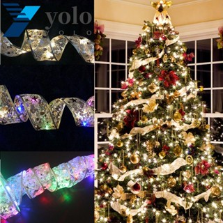 Yolo สายไฟหิ่งห้อย LED 50 ดวง รูปโบว์ คริสต์มาส สําหรับตกแต่งบ้าน DIY